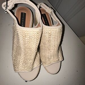 Seven7 Cream Wedges with Woven Slingback